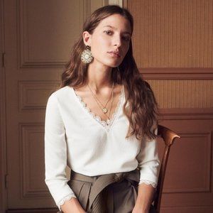 Sézane Blouse Marina, Ecru, 34 (Small)